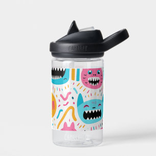 Happy cat and monster faces water bottle