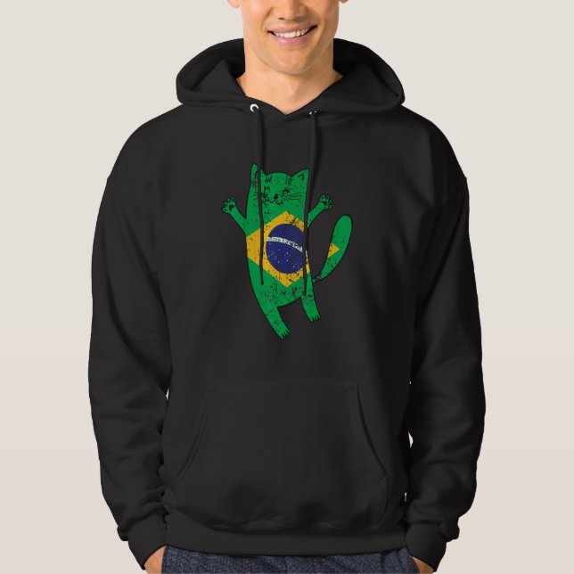 Happy Cat Brazil Flag Hoodie (Front)
