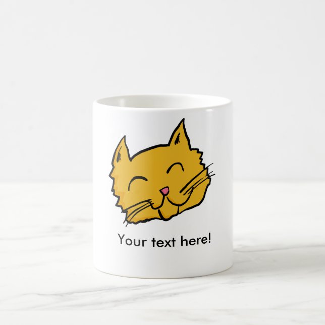 Happy Cat Button Coffee Mug (Center)