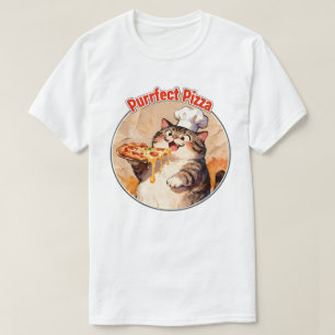 Happy Cat Chef with Pizza T-Shirt