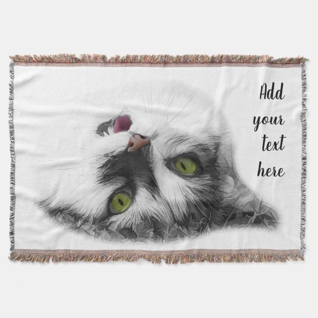 Happy cat customizable throw blanket (Front)