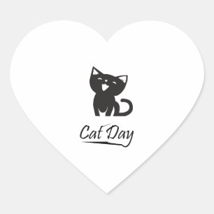 Happy Cat Day Heart Sticker