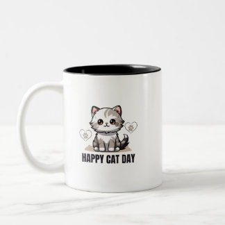 Happy Cat Day Mug - Cute Cat Design for Cat Lovers