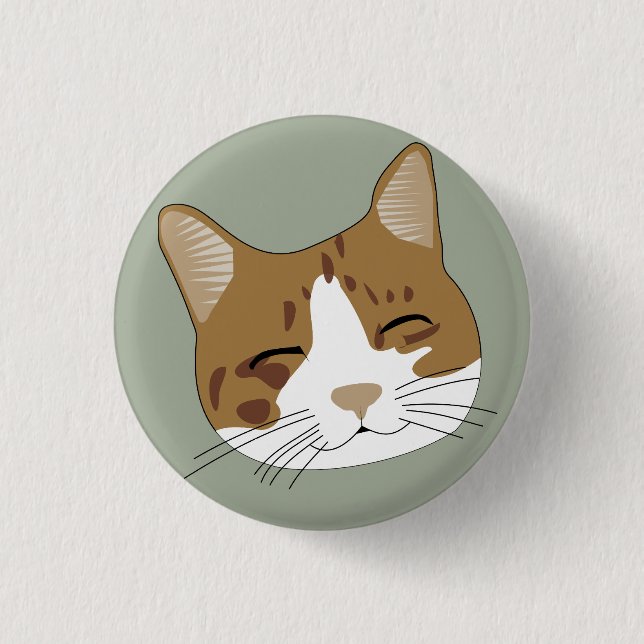 Happy cat draw 1 inch round button (Front)