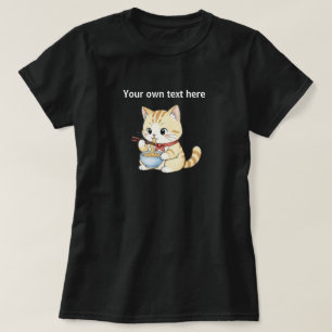 Happy Cat Eating Ramen Noodles T-Shirt