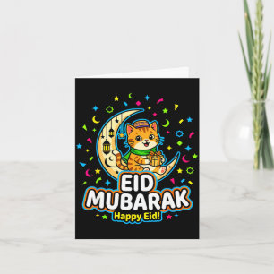 Happy cat eid mubarak for muslim kids eid al card