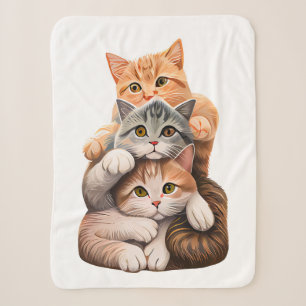 Happy Cat Family  Sherpa Blanket