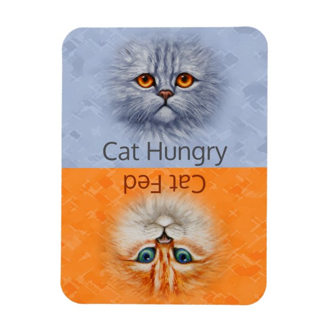 Happy Cat Fed Sad Cat Hungry Magnet (Vertical)