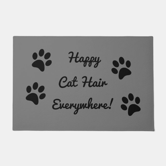 Happy Cat Hair Everywhere Doormat (Front)
