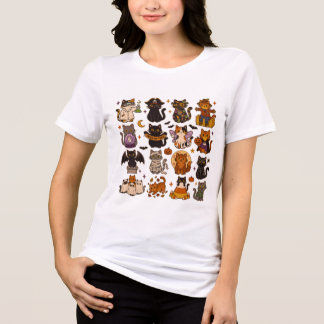 Happy Cat Halloween Cute Pumpkin Cat Spooky Hallow Tri-Blend Shirt