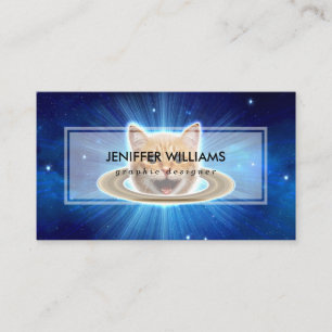 Happy cat in space. business card