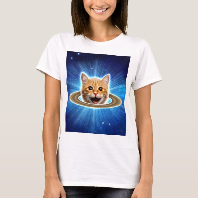 Happy cat in space.                                T-Shirt (Front)