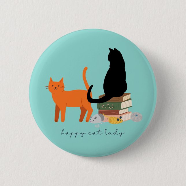 Happy Cat Lady 2 Inch Round Button (Front)