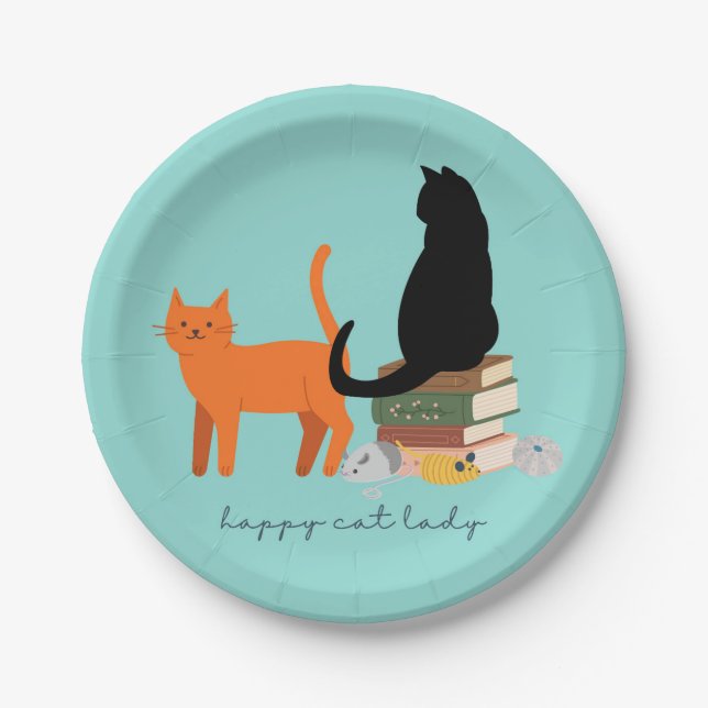 Happy Cat Lady Paper Plate (Front)