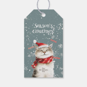 Happy Cat Meow Christmas Gift Tag