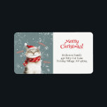 Happy Cat Merry Christmas Return Address Label<br><div class="desc">Happy cat is enjoying the Christmas holiday season so much, saying "Merry Christmas, Meow". So cute and cherry for your return address labels for cards and gifts to your cat lover friends. This retro design is from a vintage watercolor. We love the satisfied look and the happy squeezed eyes of...</div>