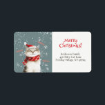 Happy Cat Merry Christmas Return Address Label<br><div class="desc">Happy cat is enjoying the Christmas holiday season so much, saying "Merry Christmas, Meow". So cute and cherry for your return address labels for cards and gifts to your cat lover friends. This retro design is from a vintage watercolor. We love the satisfied look and the happy squeezed eyes of...</div>