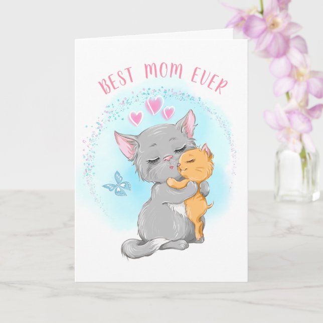 Happy Cat mother postcard best mom gift mother day (Orchid)