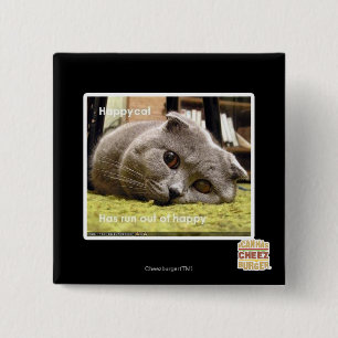 Happy cat, out of happy 2 inch square button