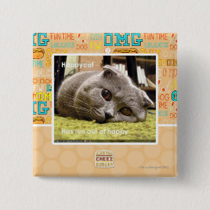 Happy cat, out of happy 2 inch square button