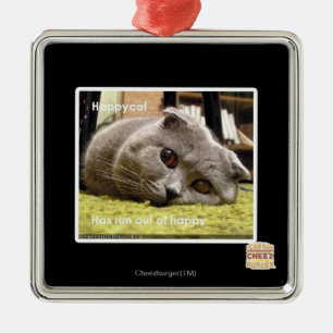 Happy cat, out of happy metal ornament