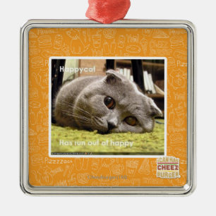 Happy cat, out of happy metal ornament