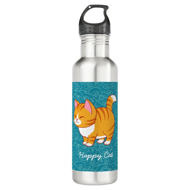 Happy Cat Personalized  710 Ml Water Bottle (Front)