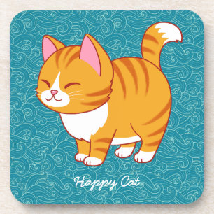 Happy Cat Personalized Coaster