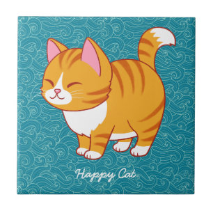 Happy Cat Personalized Tile