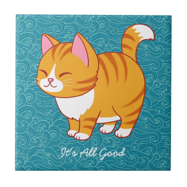 Happy Cat Personalized  Tile (Front)