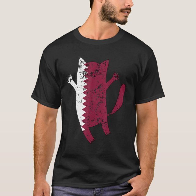 Happy Cat Qatar Flag T-Shirt (Front)