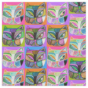 Happy Cat Rainbow Fabric
