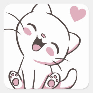 Happy Cat Square Sticker