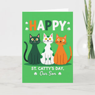 Happy Cat St Pattys Day Son Card