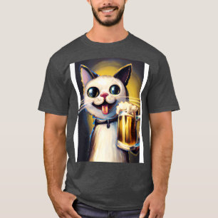 Happy Cat with Beer 2 T-Shirt