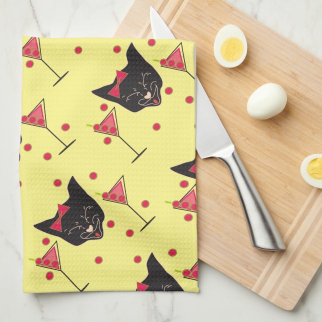 Happy Cat with Cocktails - Serviette de bar (Quart Plié)