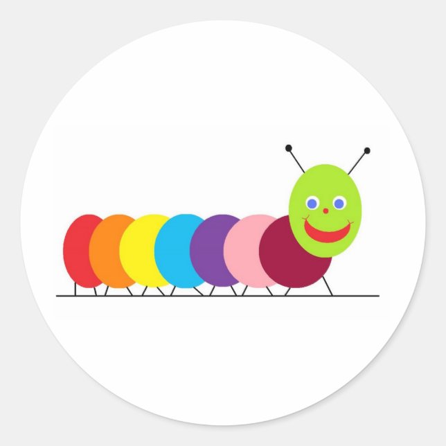 Happy Caterpillar Classic Round Sticker (Front)