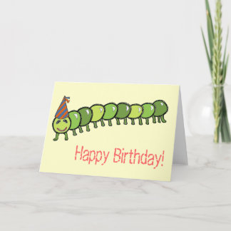 Happy Caterpillar Illustration Card