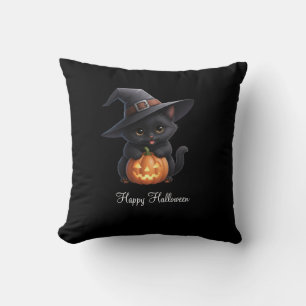 Happy Cats Halloween Throw Pillow