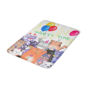 Happy Cats Party Bath Mat - Custom Text