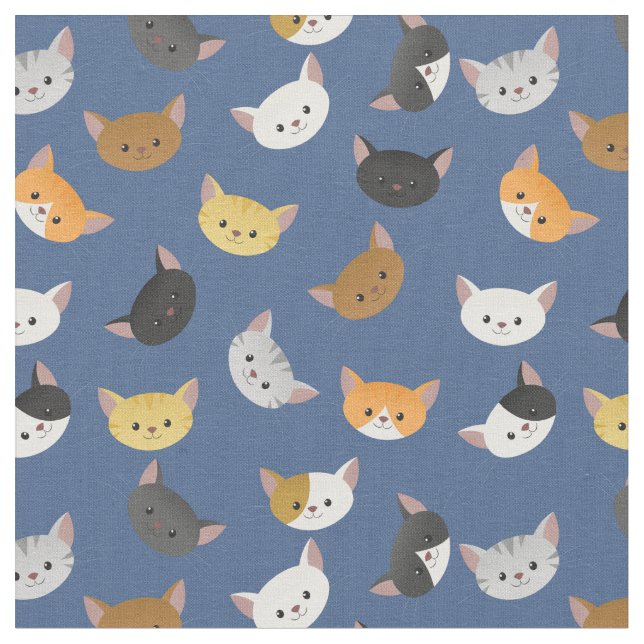 Happy Cats Pattern Fabric (Close Up)