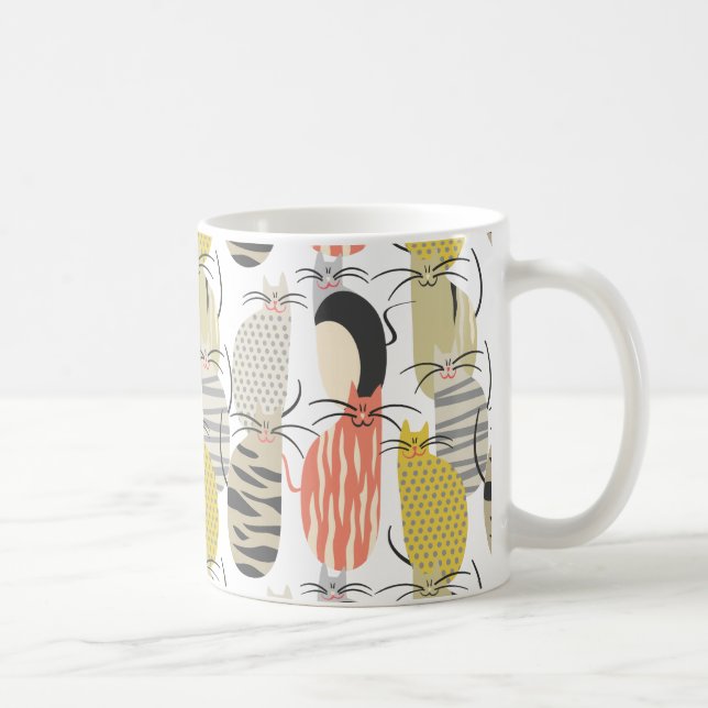 Happy Cats Whimsical Pattern Coffee Mug (Right)