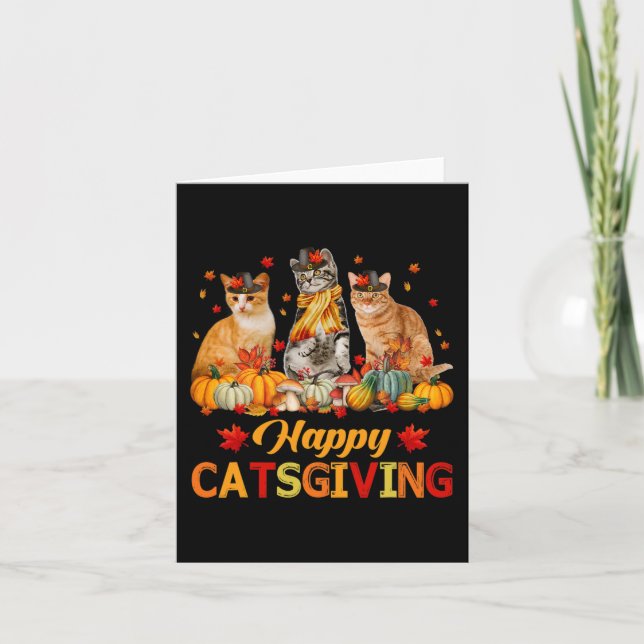 Happy Catsgiving Cat Lovers Autumn Fall Vibes Than Card (Front)