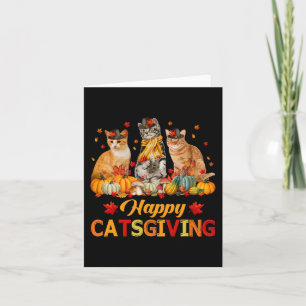 Happy Catsgiving Cat Lovers Autumn Fall Vibes Than Card