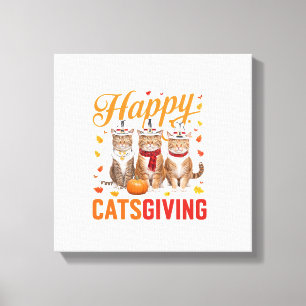 Happy Catsgiving Cats Halloween Thanksgiving Cat F Canvas Print