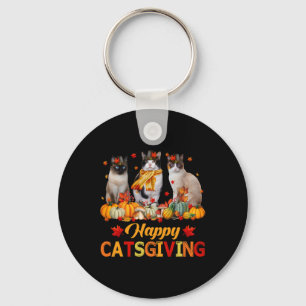 Happy Catsgiving Siamese Cat Autumn Fall Vibes Tha Keychain