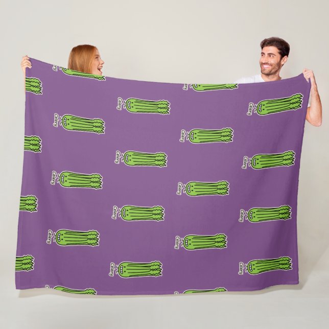 Happy Celery Stalk Bunch green fibre vegetable Fleece Blanket (In Situ)