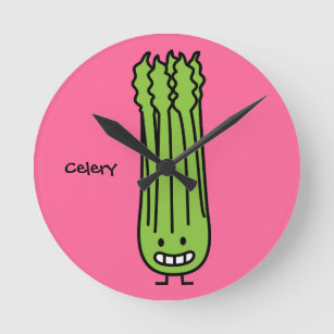 Happy Celery Stalk Bunch green fibre vegetable Round Clock