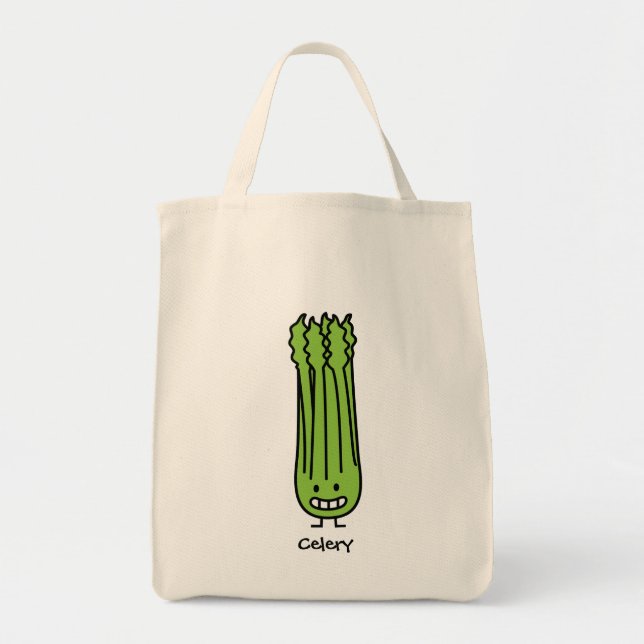 Happy Celery Stalk Bunch green fibre vegetable Tote Bag (Front)