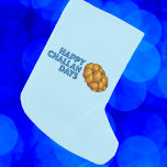 Happy Challah Days Blue Hanukkah Chanukah Bread Small Christmas Stocking<br><div class="desc">Holiday stocking features an original marker illustration of a loaf of challah bread, with HAPPY CHALLAH DAYS in a fun blue font. Perfect for Chanukah decorating! This design is also available on other products. Don't see what you're looking for? Need help with customization? Contact Rebecca to have something created just...</div>